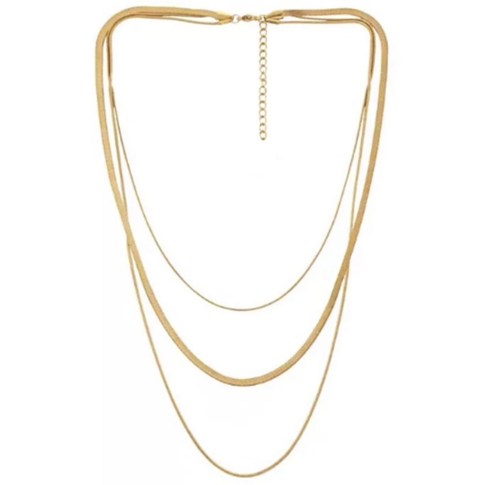 NEW Gold Plated Snake Flat Necklace 3 PCs - Picture 4 of 5